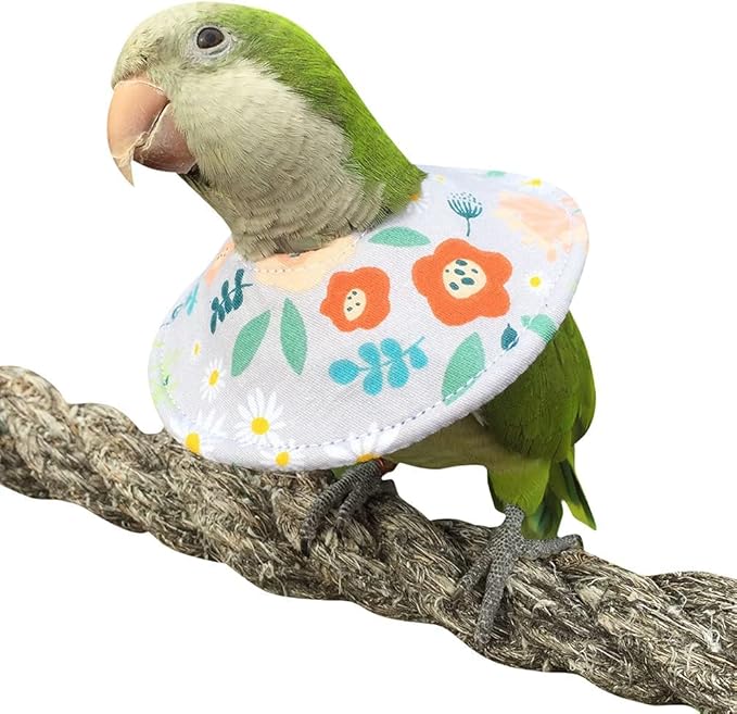 Adjustable Bird Collar - Recovery Collar Parrot Elizabeth Collar for Feather Plucking Feather Protector Shield with Soft Padded Cotton Neck Cone Anti-bite Anti-Licking Wound Healing (4XL,Flower)