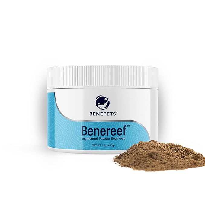 Benepets BeneReef Powder Complete Reef Nutrition - Optimize Coral Growth, Color & Regeneration, Max Nutrient Absorption, Prebiotics & Probiotics, Coral & Fish Food - 40 Grams