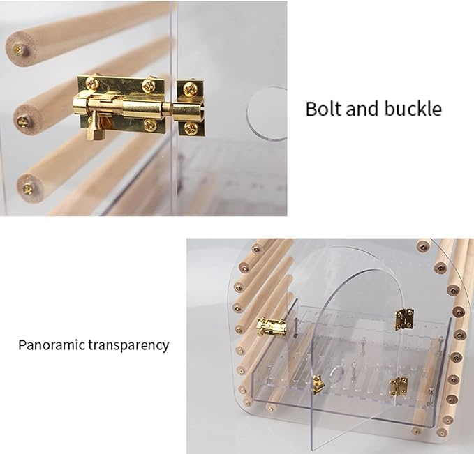 ENGENDER Bird Cage Transparent Breathable Bird Carrier Bird Travel Bag Portable Handle Light Bird Cage Indoor and Outdoor Small Bird Pet Supplies Parakeet Cage