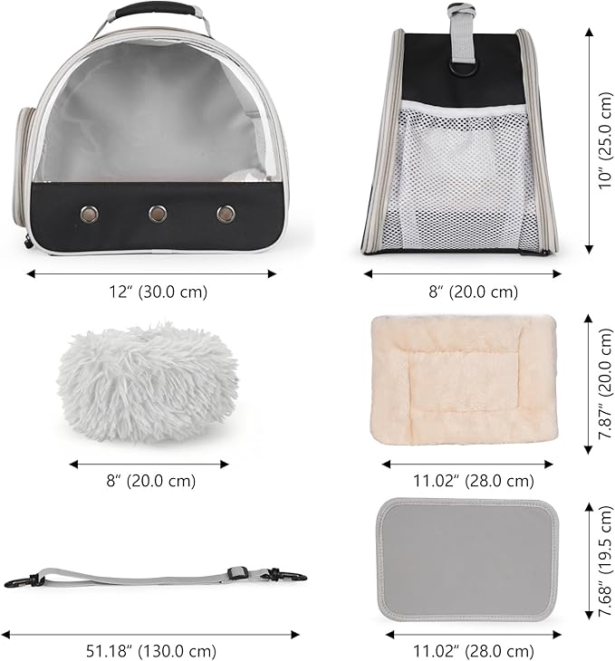2-Pack Guinea Pig Carrier and Burrowing Bed, Portable Small Animal Cage with Clear Window, Plush and Fluffy Hideaway Pet Bed for Piggies, Hamster