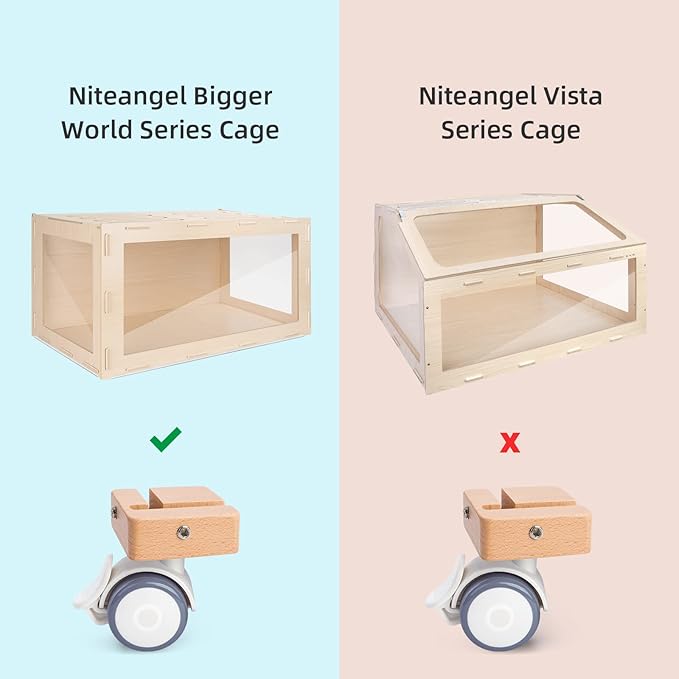 Niteangel Supplement Universal Wheel - Fits for Niteangel Bigger World - MDF Aspen Hamster Cage to Move Your Hamster Cage Simply (Burlywood, for Bigger World - Top Opening Door)