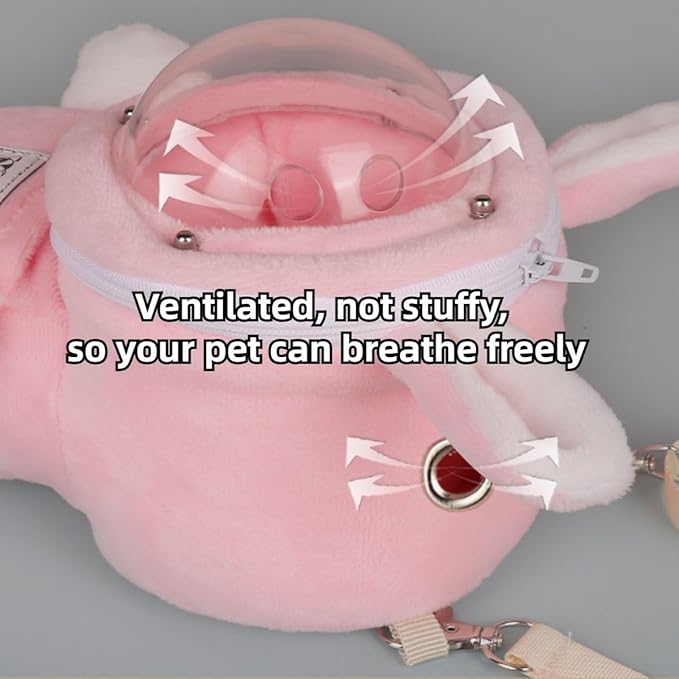 Sugar Glider Bonding Pouch Bonding Pouch Carry for Rat Syrian Hamster Hedgehog Small Pocket Pets, Gerbil Travel Bag Cute Bunny-Shaped Outing Bag with Large Transparent Window (Dark Grey,Small)