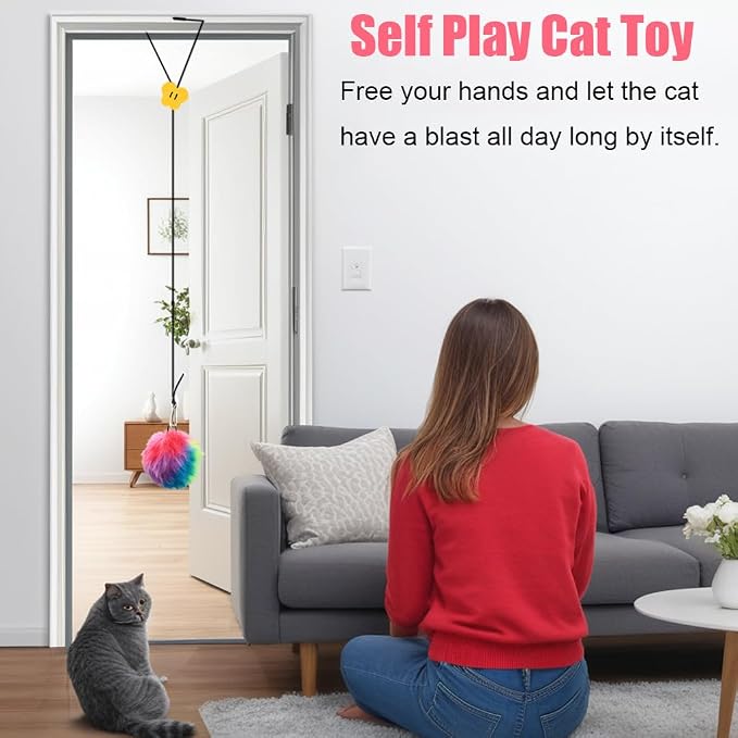 Interactive Cat Toys, Independent Play Hanging Door Cat Toys for Indoor Cats Kitten Exercise Toy for Bored Cats - Image 2