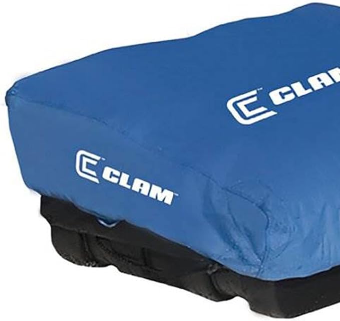 CLAM Ice Fishing Shelter Travel Cover – Heavy-Duty Polyester Cover for Voyager, Adventure, Tundra, Thermal XL, Large Nordic Sled – Weather-Resistant with Straps & Pockets – Blue