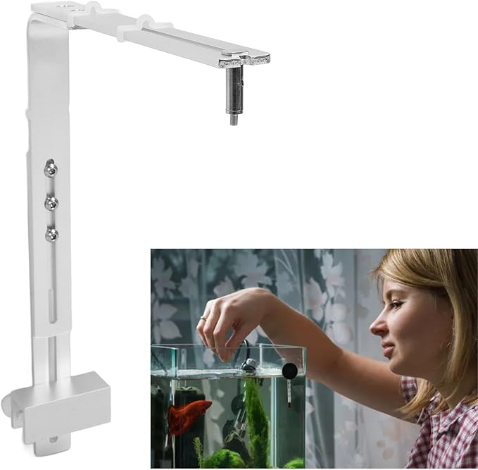 Asixxsix Fish Drop Light Mount, Adjustable Metal Light Holder, Lamp Holder Fishtank Light Stand Aquarium Light Riser Lamp Bracket for Reptile Glass Terrarium Full Spectrum Drop Light