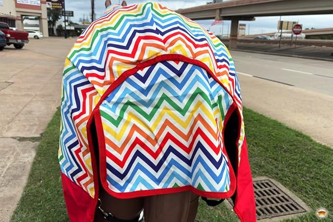 Rainbow Zigzag 72 in HILASON 1200D Winter Waterproof Poly Horse Turnout Blanket Belly Wrap