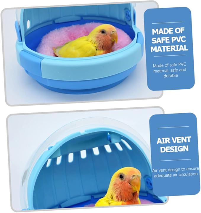 VOSAREA Portable Travel Parrot Cage Small PET Carrier Handle for Budgies and Cockatiels Lightweight Design Suitable for Outdoor Use Includes Food Bowl