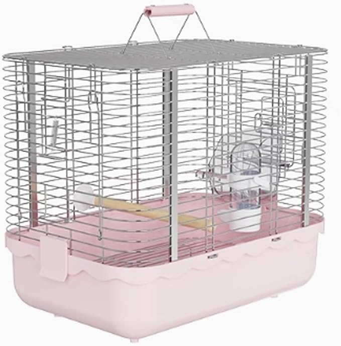 Parrot Stainless Steel Take-Out Cage Horizontal Large Space Portable Bird Transport Parrot Cage(Pink)