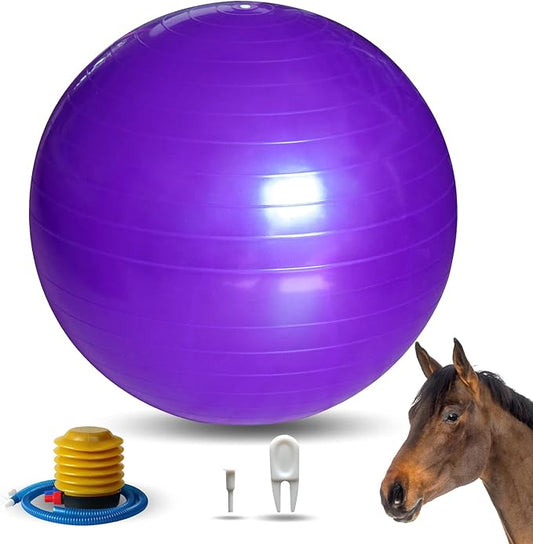 Horse Play Balls 30 Inch Mega Equine Ball for Play Training Horse Soccer Ball Anti-Burst Herding Balls for Horses Goat Donkey Purple