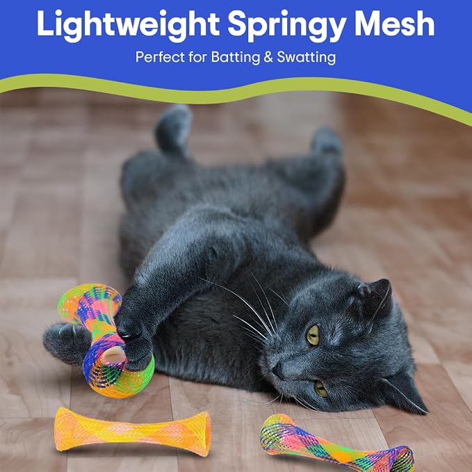 SPOT Kitty Fun Tubes Cat Toy with Catnip Inside | Bouncy Interactive Mesh Toy for Cats and Kittens to Bite, Swat and Chase | 3 Pieces - Image 5