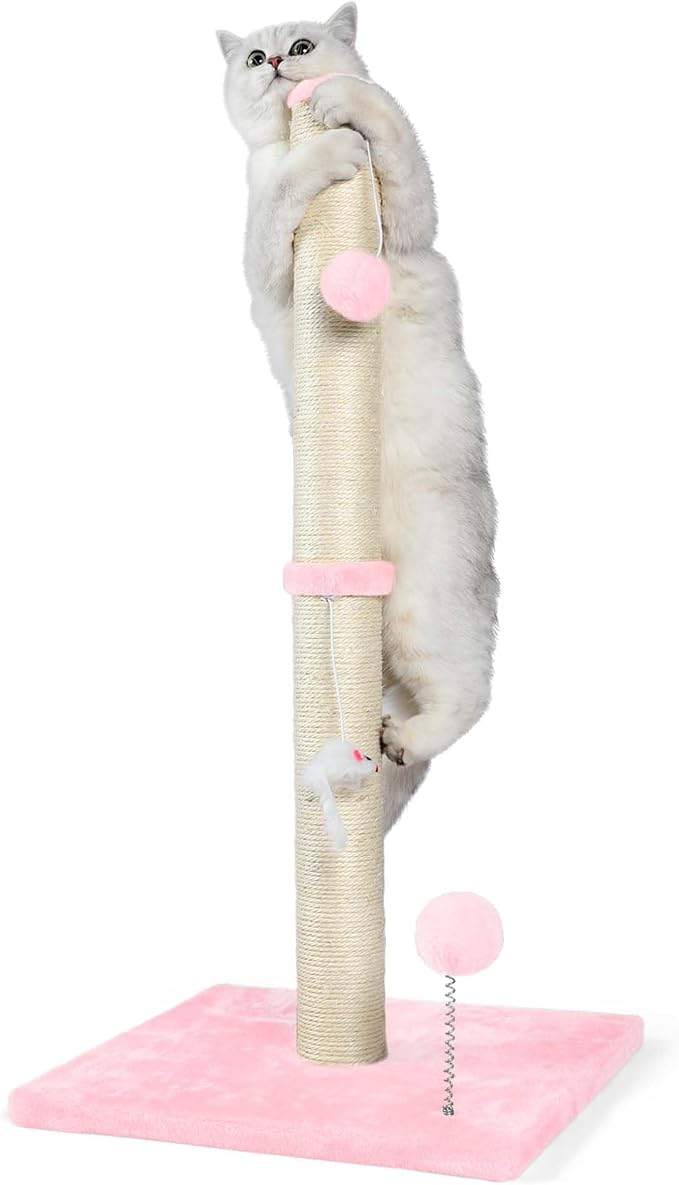ANWA 32" Tall Sisal Cat Scratching Posts Tree for Indoor Cats Adults, Pink by ANWA