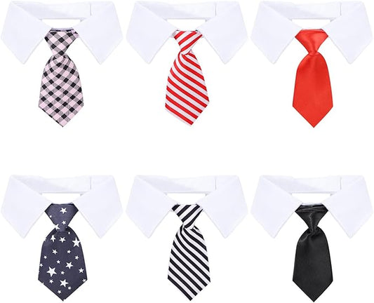 Segarty Dog Necktie, 6 PCS Pets Dog Cat Classic Neck Tie Dog Tuxedo Bow Tie Collar with Black Red Pink Striped Tie, Dog Costumes Bowties for Small Medium Male Boy Dogs Wedding Valentines Suit Groom