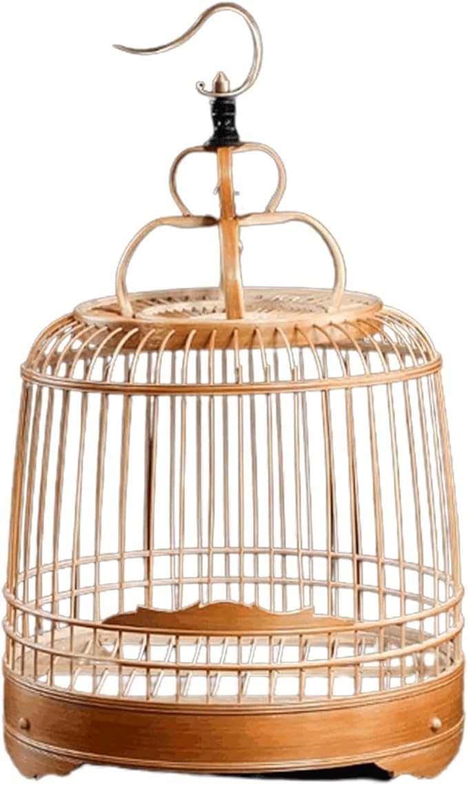 Bird Cage Bamboo Bird Aviary Tall Tiel Cage Hanging Parrot Cage Flight Birdcage Bird Carrier Travel Carrier Cage with Stand Pole(Old-Bamboo)