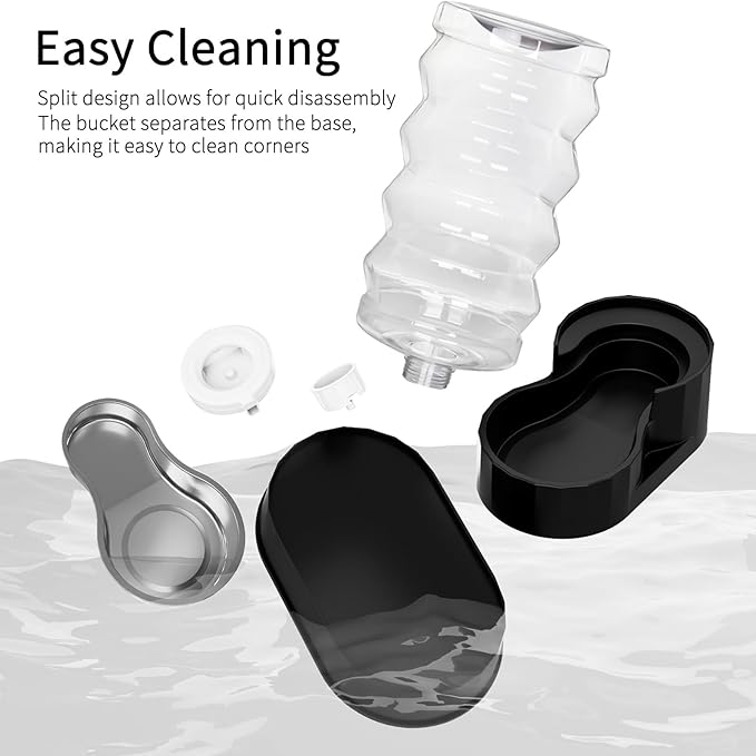 RIZZARI 9L Dog Water Dispenser: Ion Exchange System with Activated Carbon -Helps Prevent Urinary Stones-Extends Lifespan -Eliminates Odors-Softens Water -Black Stainless Steel Automatic Gravity Feeder