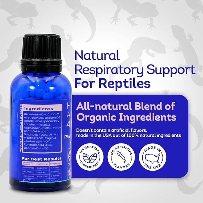 HealthyAnimals4Ever HA4E - Reptile Respiratory Support - Natural Immune-Boosting Formula for Breathing Ease, Airway Clarity & Lung Health - 300 Tablets