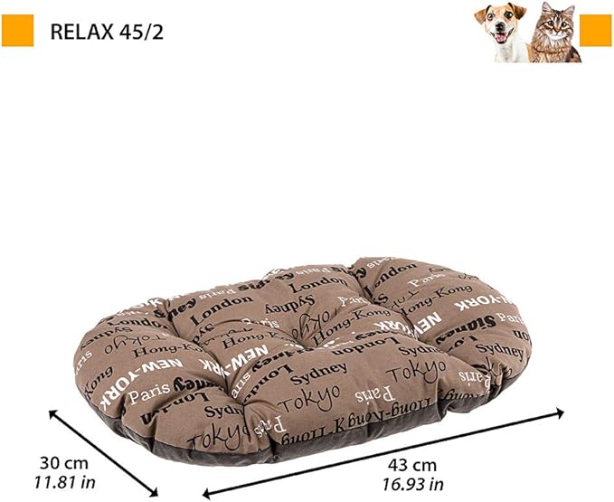 Ferplast Cat Bed, Dog Bed Washable Pet Mat Cushion in Cotton with Soft Padding, 43 x 30 cm. Brown