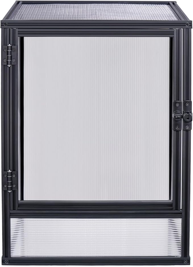 30 Gallon 18x18x24 Tall Terrarium, Aluminum Frame Gecko Tank with Hollow Polycarbonate Side Panels, Mesh Top, Locking Door for Crested Gecko Chameleon