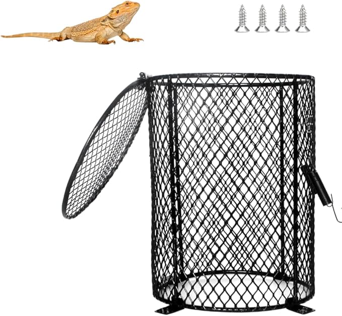 Reptile Heating Lamp Shade, Anti-Scald Heat Lamp Shade, Metal Reptile Lampshade for Lizard Turtle Birds Chick