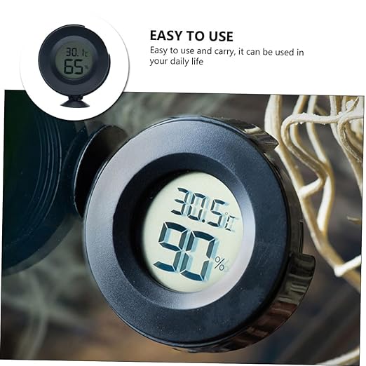 Totority 1pc Digital Hygrometer Thermometer LCD Display for Reptile Box Humidity for Snakes Lizards and Turtles Front Switchable Multi-Directional Viewing