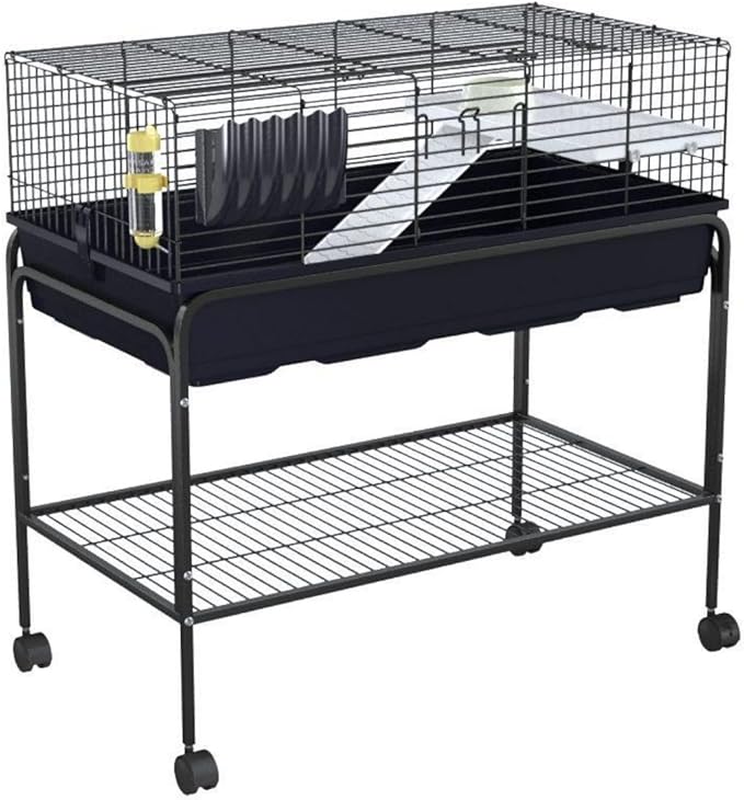 Garvee 35.3" h Hamster Cage Kit with Removable Storage Shelf, Guinea Pig Cage with 3Pcs Accessories, Rat Critter Cage for Chinchilla, Squirrel, Gerbil, Hedgehog, Hamster, Guinea Pig, Black