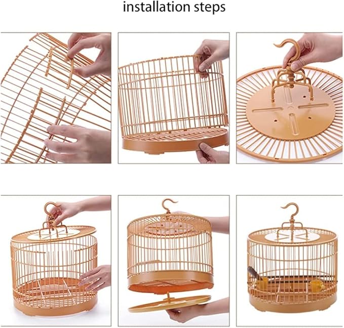 Round Bird Carriers 13.1in Bird Cage Hanging Creative Birdcages Small Retro Pet Products Flight Cage for Backyard Patio,