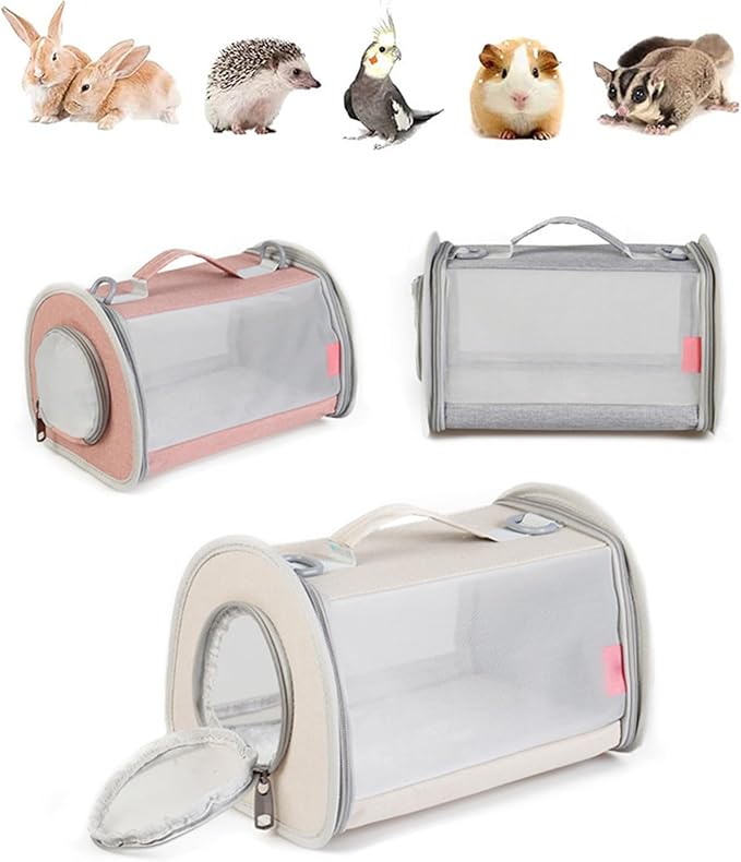Clear Designed Pet Bag with Widening Handle& Mesh Window Small Pet Universal Travel Camping Bag Package Bag Bird Travel Bag Large Bird Backpack Travel Cockatooes Bag Cage Small, beige