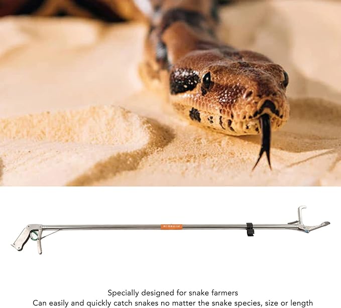 Foldable Self Lockable Stainless Steel Reptile Grabber, Snake Tong, Snake Catcher Stick Rattlesnake Catcher, Grabber Pick up Handling Tool, Snake Tong Foldable Reptile Grabber Catcher Handling Too