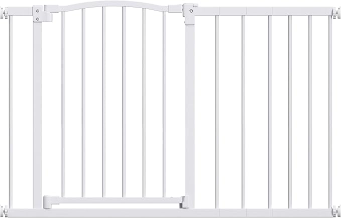 Great Gates Pet Gate - Durable Steel Gate for Stairs - Self-Closing Door & 2-Step Child Proof Lock - Wall-Friendly Dog Gates for Doorways (Fits Most) - 29.8"- 47.5", 34” Tall