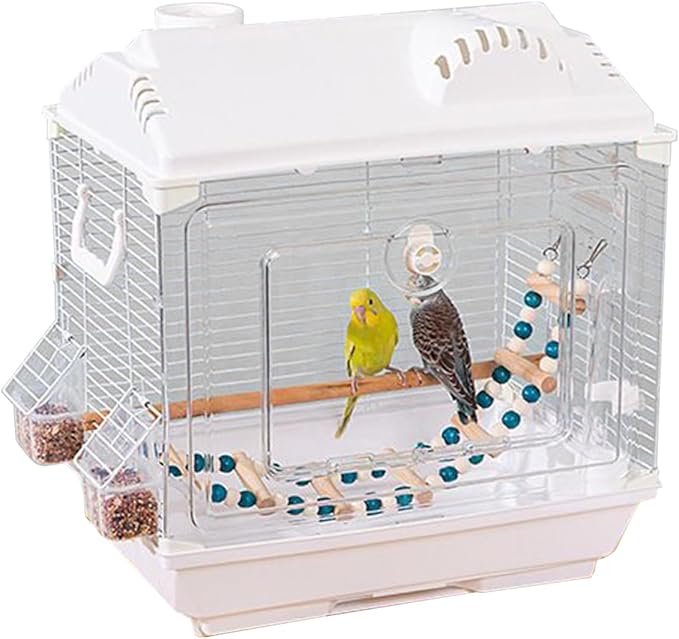 Portable Bird Cage, Escape Proof Small Carrier, Breathable Mesh Carrier for Canaries Cockatiel Lovebird Conures, Sturdy Travel Cage for Indoor Outdoor Home Trips Traveling Pet Accessory