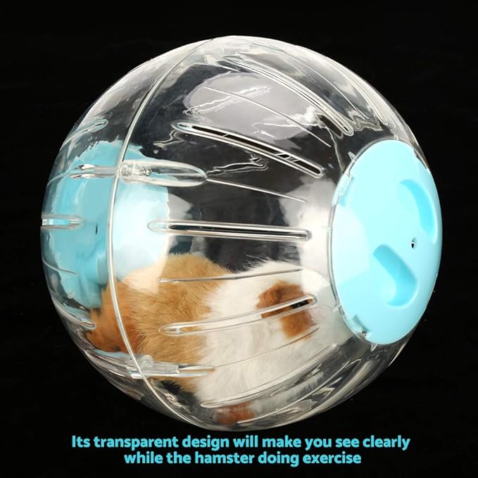 Hamster Exercise Ball,18.5CM 7.3 Inches Plastic Transparent Small Pet Jogging Ball Rolling Wheel Toy Running Activity Relieves Boredom for Hamster Gerbil (Blue)