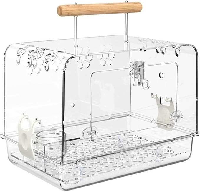 Bird Cage Acrylic Bird Aviary Tall Tiel Cage Parrot Cage Flight Birdcag Bird Carrier Travel Carrier Cage with Wooden Handle