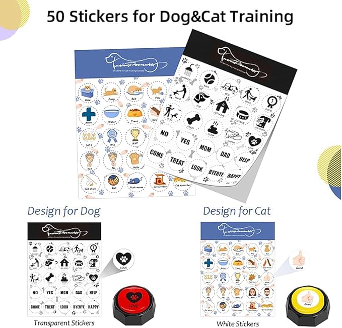 RIBOSY Dog Buttons for Communication, 10 Pcs Dog Speech Training Buzzers with 50 Training Stickers, Train Your Dog to Voice What They Want