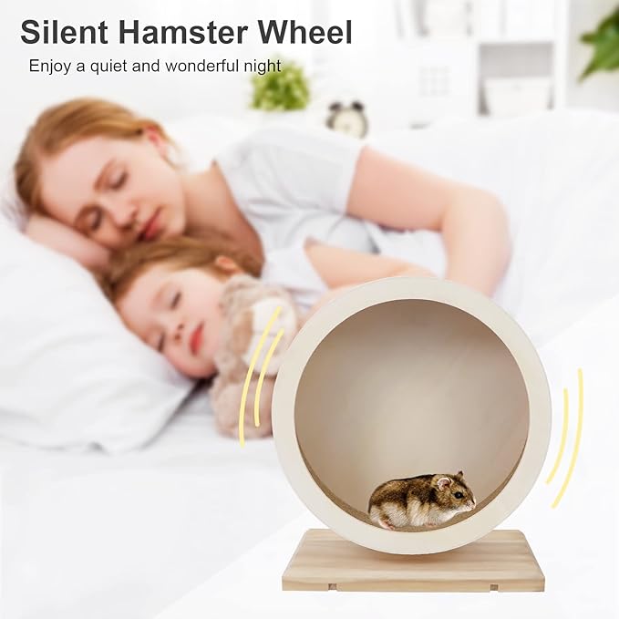 Small Pets Exercise Wheel Hamster Wooden Mute Running Spinner Wheel Play Toy for Rat Gerbil Mice Chinchillas Hedgehogs Guinea Pigs (S)
