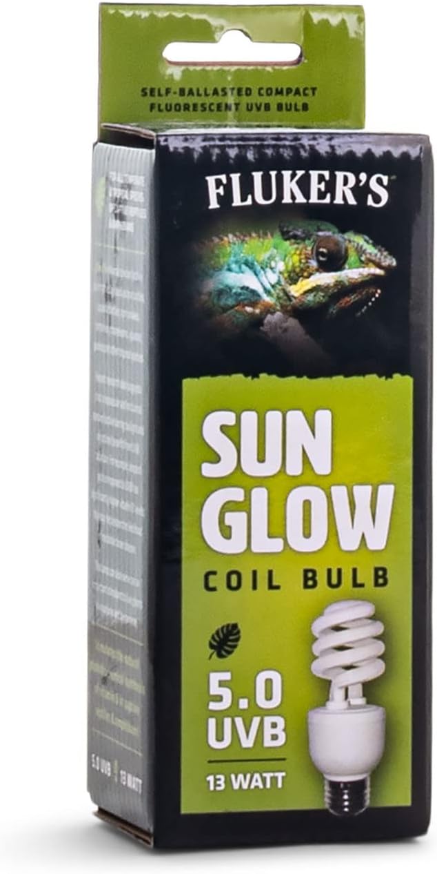 Fluker’s Sun Glow 5.0 UVB Fluorescent Coil Bulb for Tropical Reptiles, Reptile Heat Light Stimulates Natural Synthesis of Vitamin D in Captive Reptiles, 13 Watt