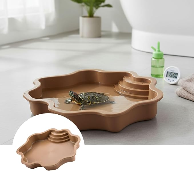 Pet Bathing Tub with Accessible Ramp - Reptile Soaking Container with Entry Feature