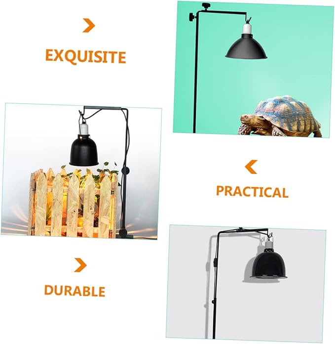 Happyyami Adjustable Reptile Lamp Stand Metal Lamp Rack for Fluorescent Heat Lights Safe Easy Setup for Pet Enclosures
