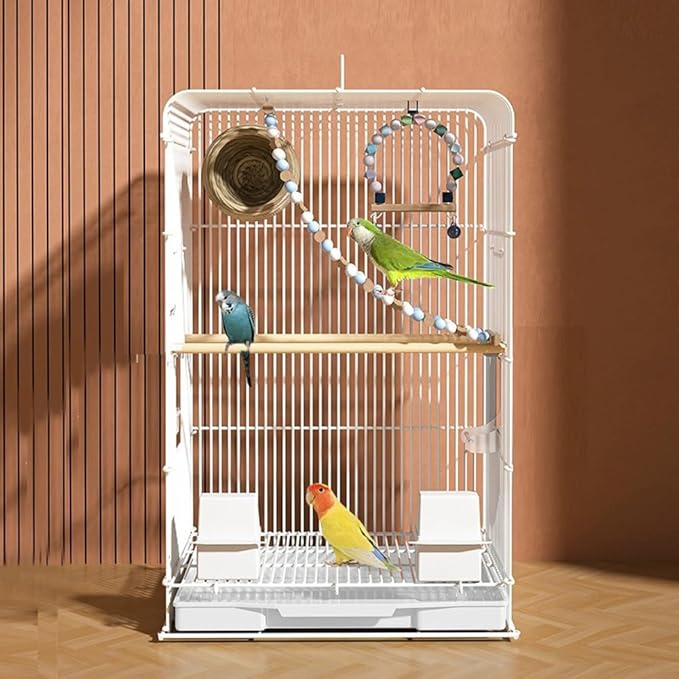 Portable Bird Travel Cage with Handle - Lightweight Parrot Carrier for Small Birds, Easy-Clean Removable Tray for Indoor/Outdoor Home Use