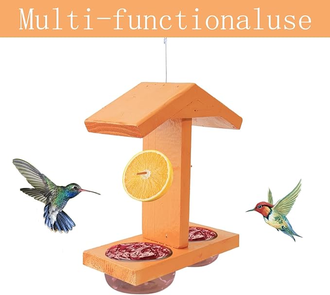 Clear Chamber Bird Feeders Water Dispenser Hanging Wood Construction Garden Accessory Weatherproof Hanging Bird Feeders