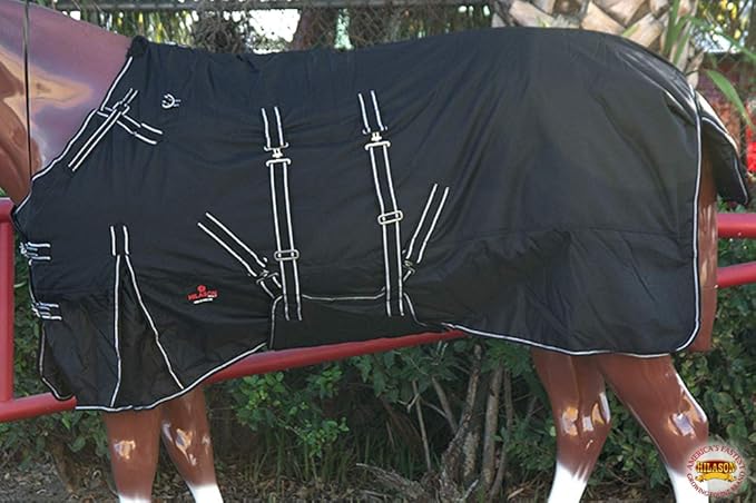 Black 75 in HILASON 1200D Winter Waterproof Poly Horse Turnout Blanket Belly Wrap