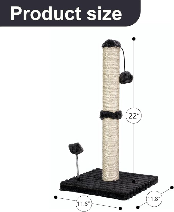 MECOOL Cat Scratching Post Premium Basics Kitten Scratcher Sisal Scratch Posts with Hanging Ball 22in for Kittens or Smaller Cats (22 inches for Kitten,Charcoal Gray) - Image 5
