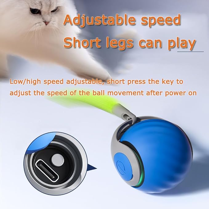 2Packs Speedy 2.0 Tail Cat Toys for Bored Indoor Adult Cats,2025 New Generation Interactive Cat Toys for Indoor Cats,Automatic Moving Ball with Tail,Blue and Orange - Image 2