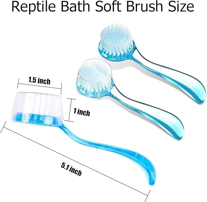 Bearded Dragon Bathing Essentials Kit - Fast Drying Absorbent Towel Bag & 2PC Reptile Brushes Comprehensive Accessories for Gecko, Lizard, Leopard Gecko (Blue)