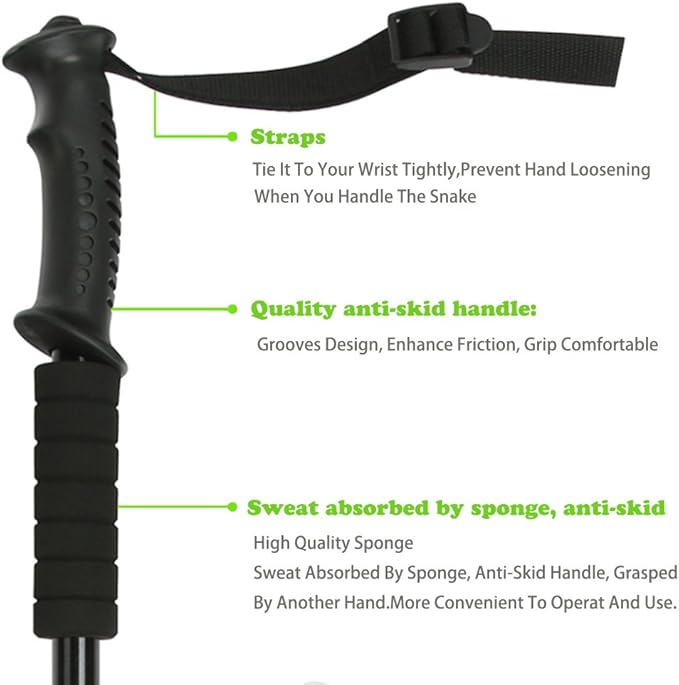 Snake Hook Reptile Grabber Rattle Snake Catcher,Professional Aluminum Alloy with Telescopic Rod and Lock, Comfortable Grip Handle for Catching,Controlling,Moving (53 inch Snake Hook)