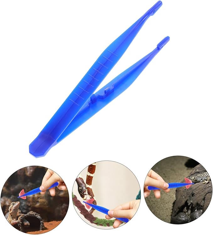6pcs Reptile Accessories Long Tweezers for Aquarium Lizard Tank Feeding Tool Plastic Reptiles Food Clamp