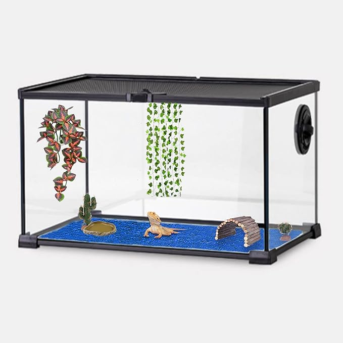 Mechpia 47" x 24" Large Reptile Carpet Terrarium Liner Bedding Reptile Substrate Mat Supplies for Bearded Dragon Snake Lizard Tortoise Leopard Gecko (Blue)