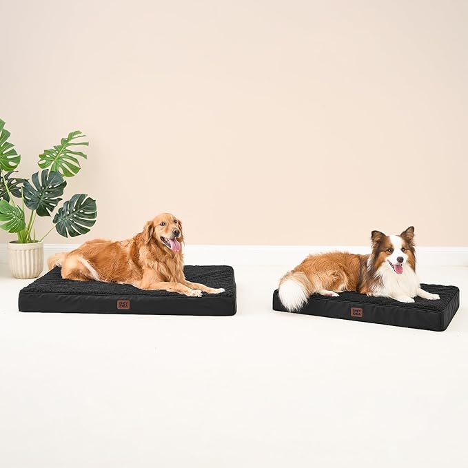 EHEYCIGA Orthopedic Dog Beds for Large Dogs with Removable Washable Cover for Crate, Black, 35x23
