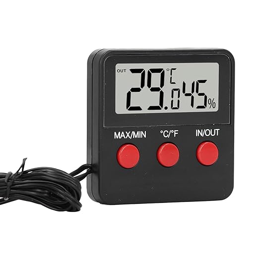 Fafeicy Digital Hygrometer Temperature and Humidity Meter, Compact Probe with ABS Material, Ideal for Aquarium and Reptile Incubator Use
