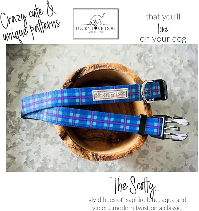 Lucky Love Dog - Adjustable Dog Collar with Easy Click Buckle for Large Dogs, Durable, & Comfortable for Male & Female Dogs, Pet Collar for Puppies & Adult Ones - Scotty, Large