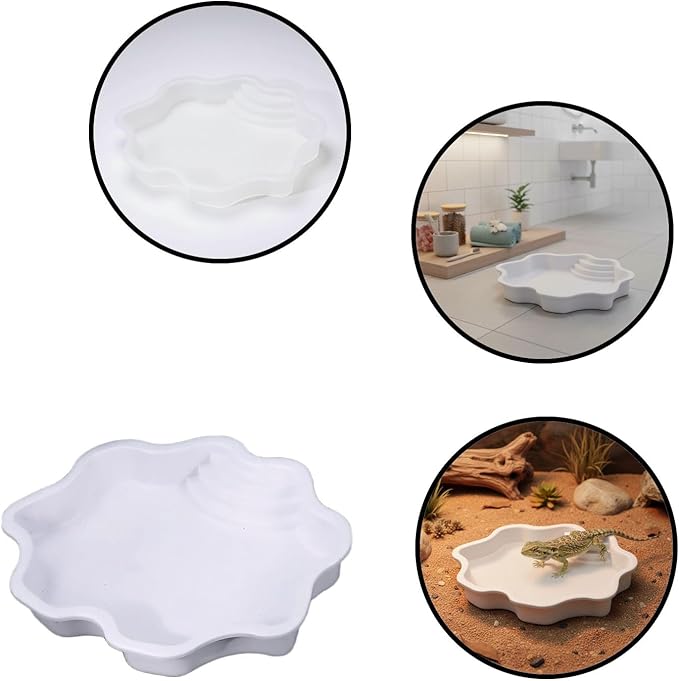 Reptile Bathing Tub with Non-Slip Surface and Entry Ramp for Easy Small Animal Soaking Container