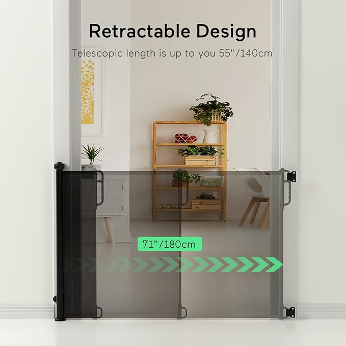 Retractable Baby Gate, Momcozy Mesh Baby Gate or Mesh Dog Gate, 41" Tall,Extends up to 71" Wide, Child Safety Gate for Doorways, Stairs, Hallways, Indoor/Outdoor